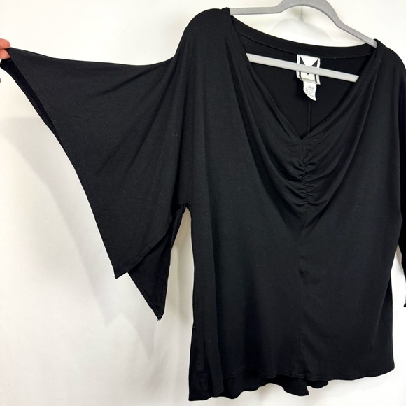 Marc Bouwer Women’s L Drapey V-Neckline Black Blouse Knit Top Whimsigoth Whitchy - Picture 2 of 8